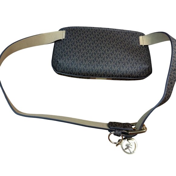 Michael Kors Logo Belt Bag S/M Brown/Gold Monogram Adjustable Strap Synthetic Cr - Picture 2 of 11